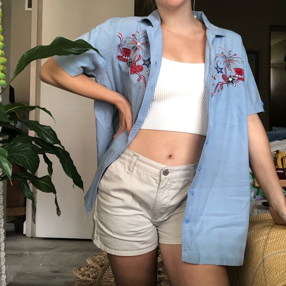 Vintage Embroidered Fourth of July Button Up Shirt - Picture 4 of 6